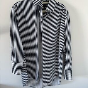 Banana Republic Navy and White Striped Button Down Shirt